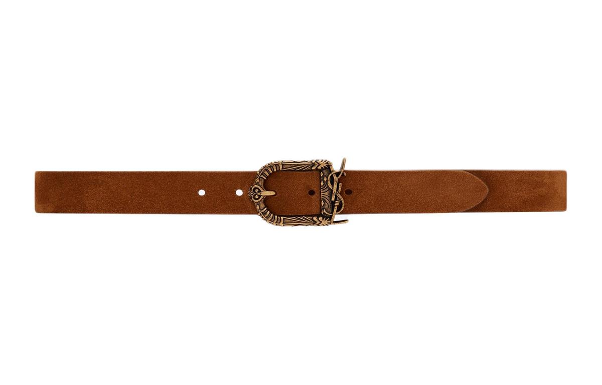 Saint Laurent Saint Laurent Logo Design Pin Buckle Leather Belts Women's Brown Width: 3CM