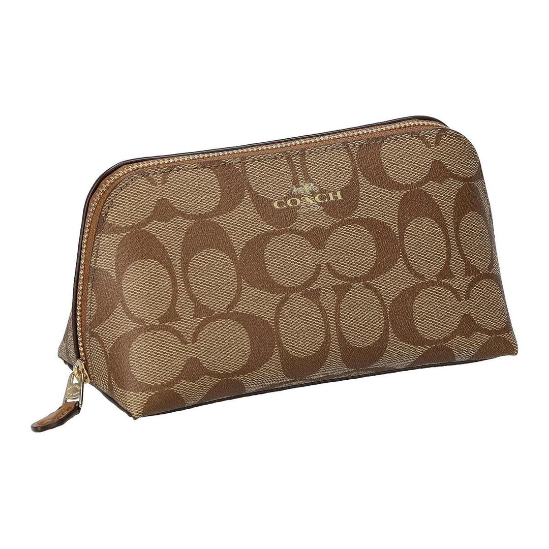 Coach Coach Cosmetic Canvas Clutch Makeup Bag Women's Umber