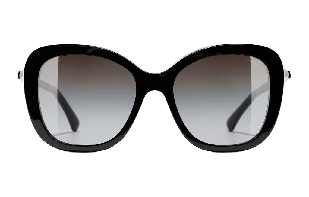 Chanel Chanel Acetate Irregular Shape Sunglasses Unisex Black