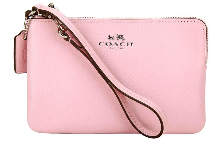 Coach Coach Corner Zip Leather Coin Purse Clutch Small Size Women's Cherry Blossom Pink