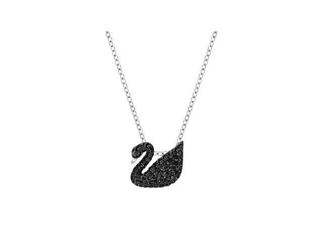 Swarovski Swarovski Swan Pendant In Black Crystals With Rhodium Plated Hardware - view 1