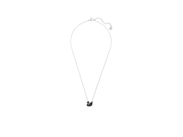 Swarovski Swarovski Swan Pendant In Black Crystals With Rhodium Plated Hardware - view 2