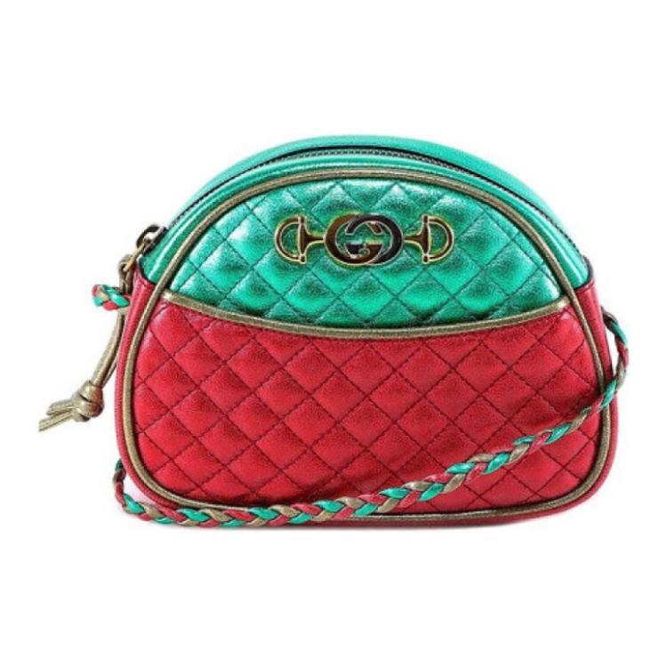 Gucci Gucci Leather Shoulder Bag, Crossbody Bag Mini Women's Green/Red/Gold