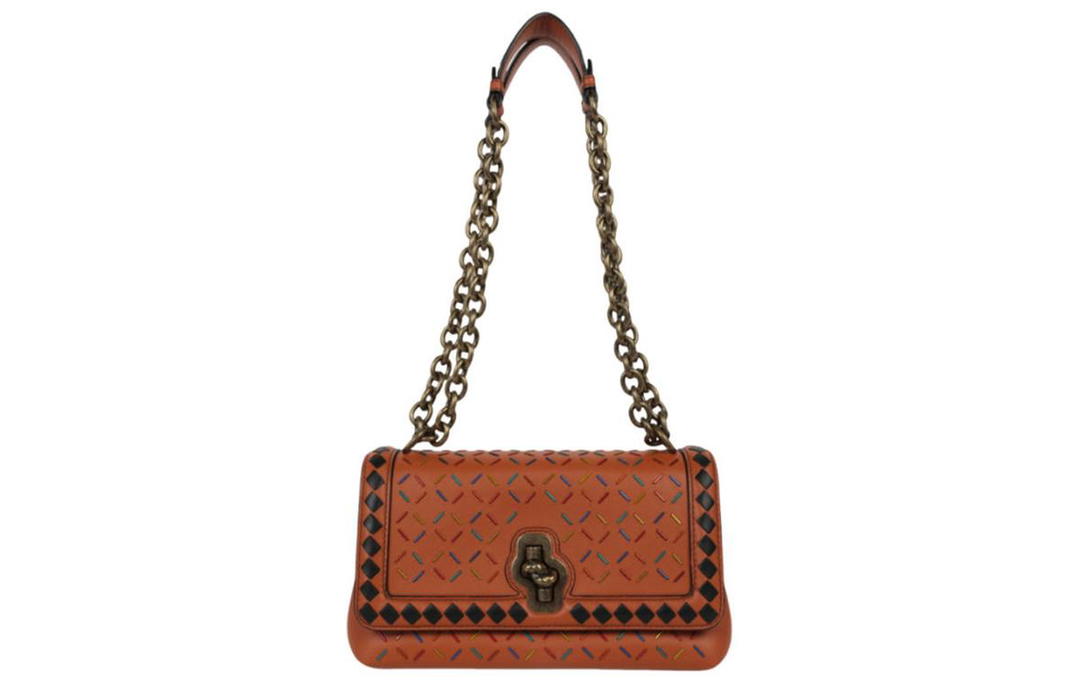 Bottega Veneta Bottega Veneta Leather Crossbody Bag Shoulder Bag Women's Orange