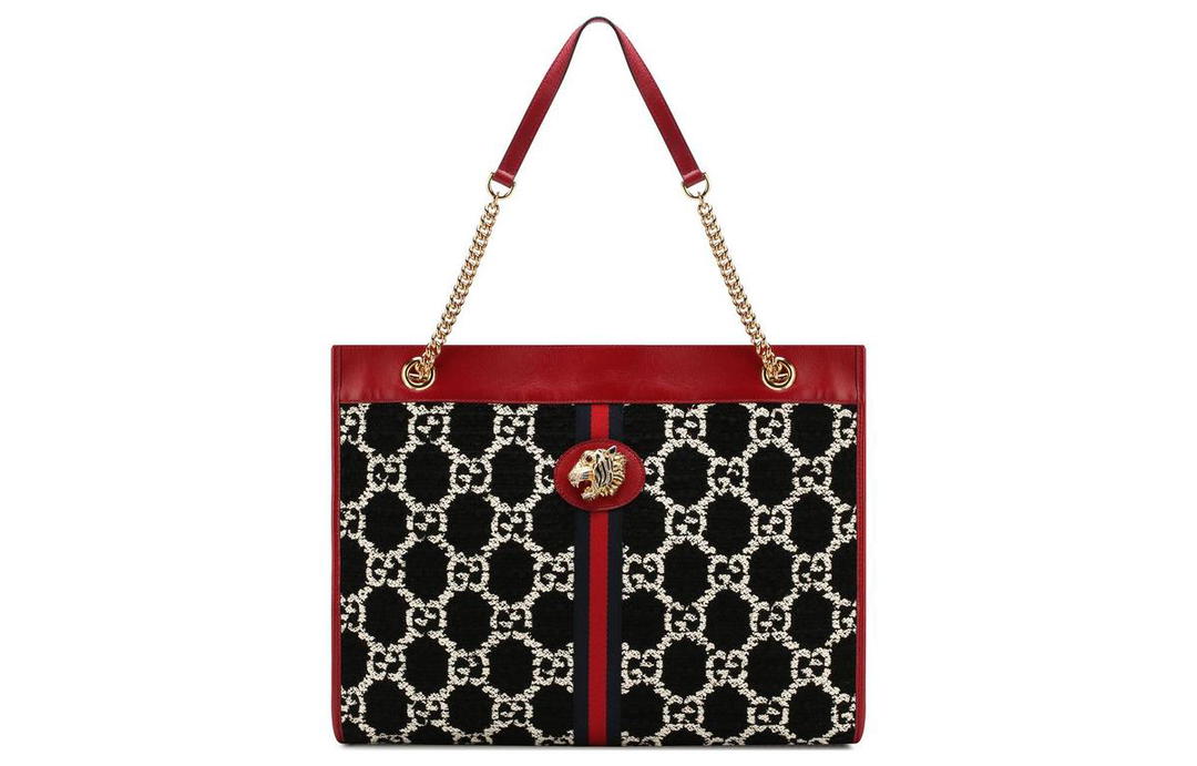 Gucci Gucci Embroidery With Canvas And Leather Tote Bag, Shopping Bag, Handbag, Shoulder Bag Women's