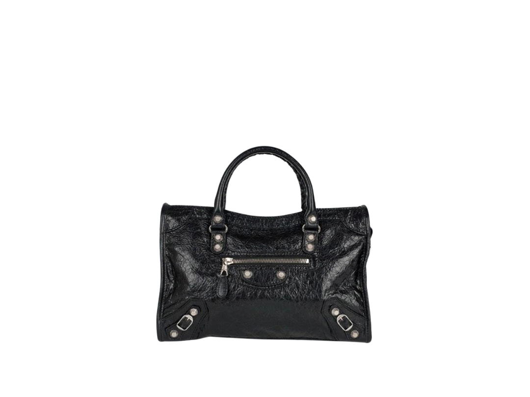 Balenciaga Balenciaga Small City Giant 12 In Leather With Silver Hardware Black