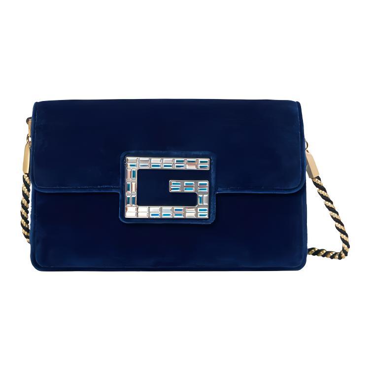 Gucci Gucci Velvet Velour Shoulder Bag Crossbody Bag Women's Dark Blue