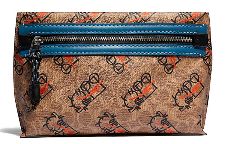 Coach Coach Academy Leather Paneled Canvas Bag Clutches Medium Size Women's Khaki