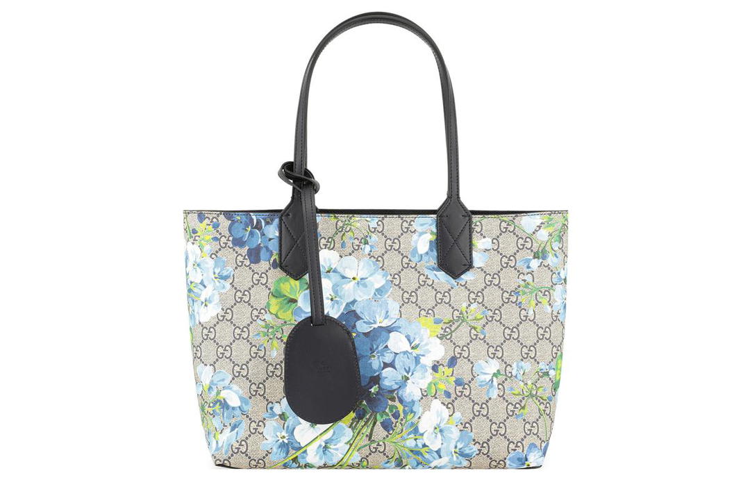 Gucci Gucci GG Blooms Leather Tote Bag Shopping Bag Shoulder Bag Crossbody Bag Handbag Small Size Women's Beige/Blue
