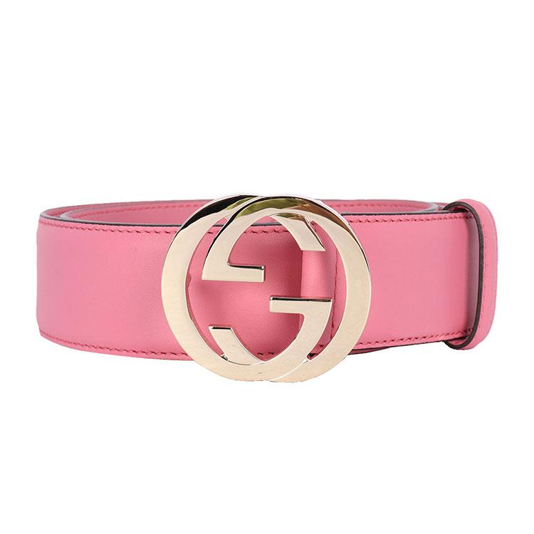 Gucci Gucci Cow Leather Belts Women's Pink Width 3.7cm