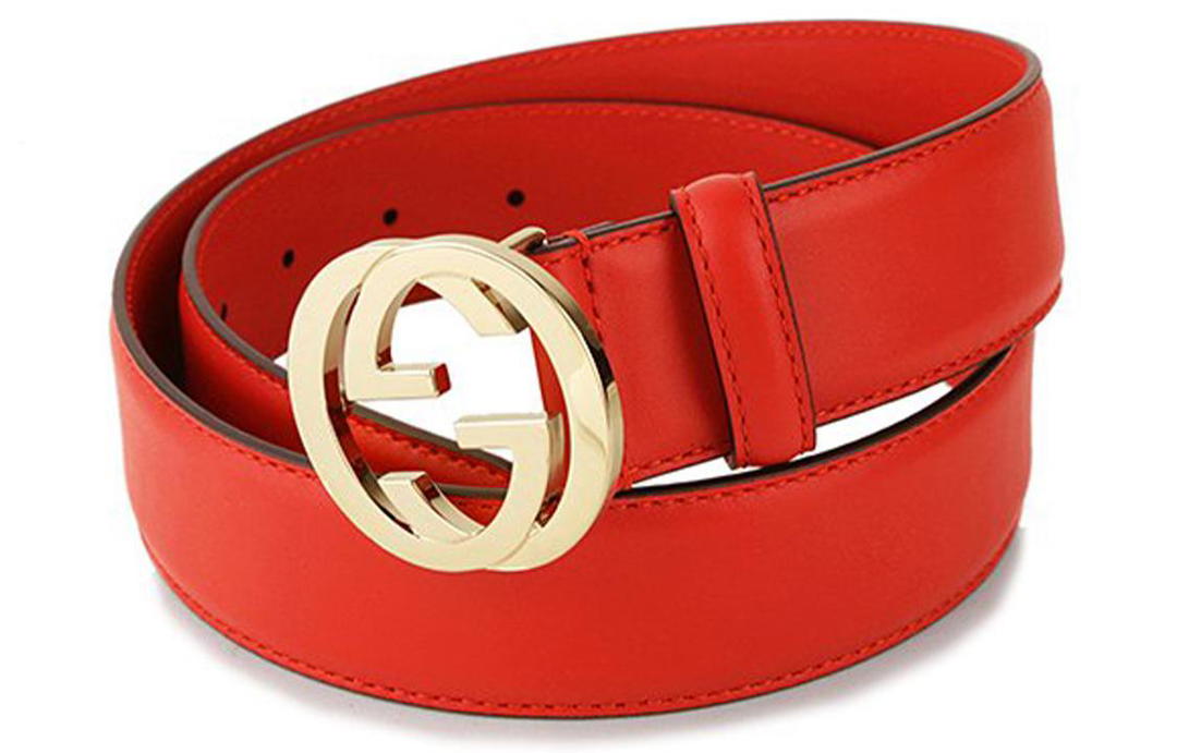 Gucci Gucci Smooth Buckle Leather Belts Unisex Width 4cm
