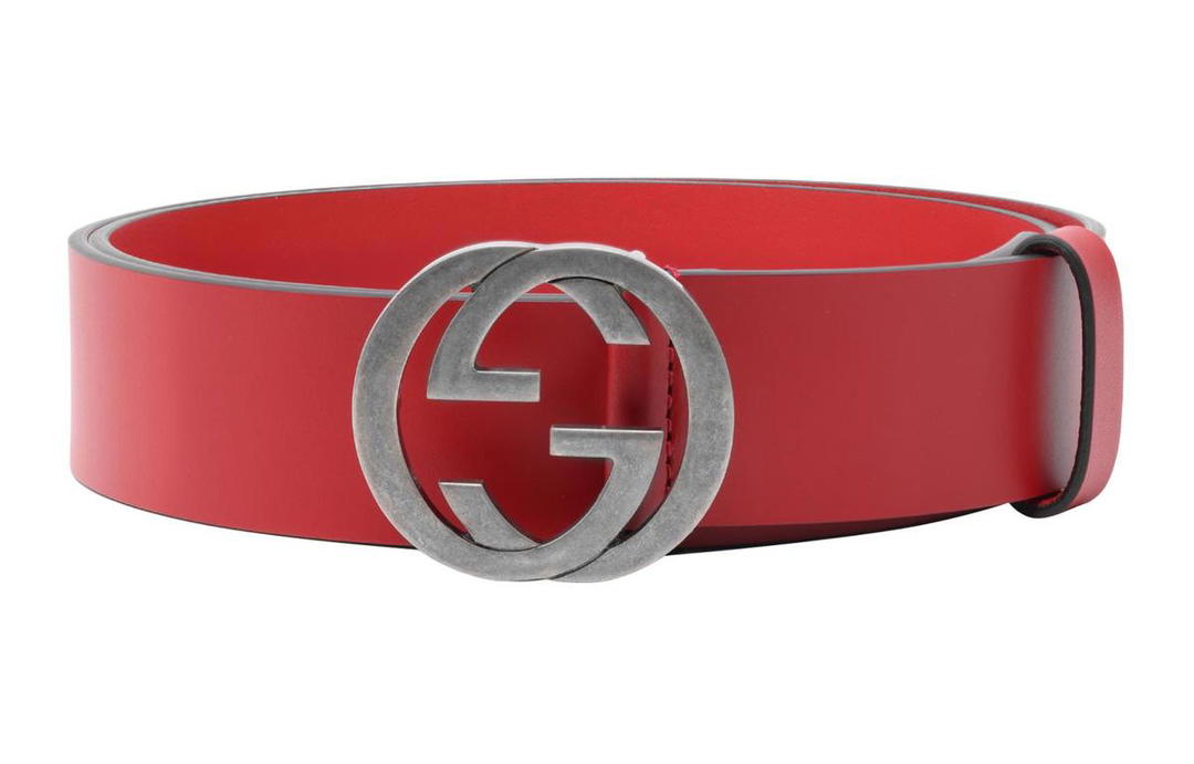 Gucci Gucci Individual Trendy Smooth Buckle Black Oil Edge Leather Belts Men's Width 3.5cm