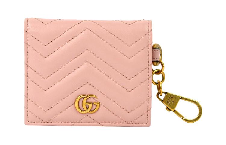 Gucci Gucci GG Marmont Leather Wallet Money Clip Card Holder Women's Pink