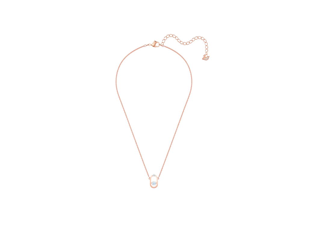 Swarovski Swarovski Una Necklace In Round Cut Oval White Rose Gold Tone Coating