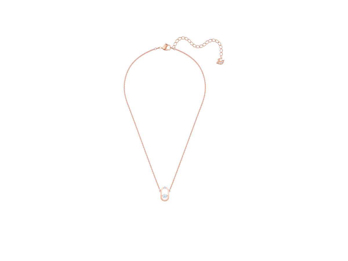 Swarovski Swarovski Una Necklace In Round Cut Oval White Rose Gold Tone Coating