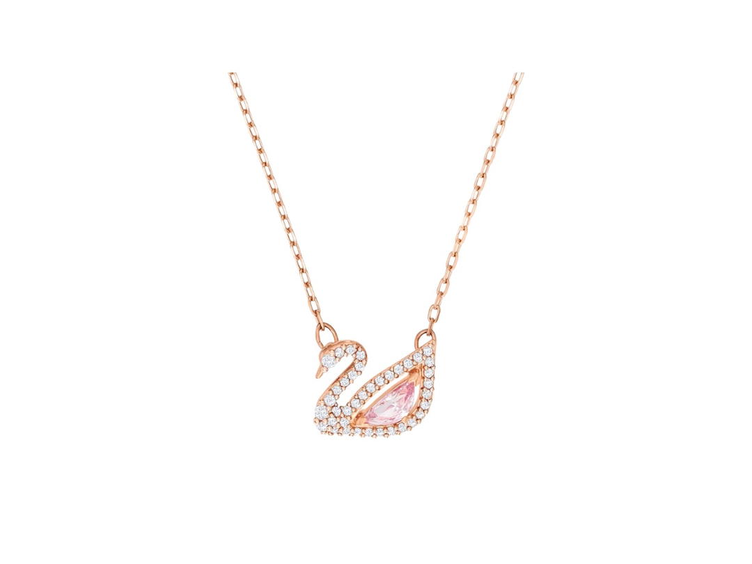Swarovski Swarovski Dazzling Swan Necklace In Pink Crystals With Rose Gold-Tone Plated Hardware