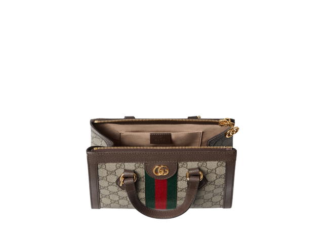 Gucci Gucci Ophidia Small Tote Bag In Ebony Gg Supreme With Shiny Gold-Toned Hardware Beige - view 3