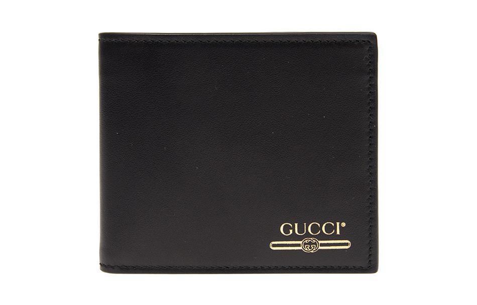 Gucci Gucci Cow Leather Handheld Coin Purse Card Holder Wallet Men's Black