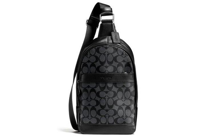 Coach Coach Charles PVC Crossbody Bags Sling Bags Small Size Men's Black Gray Color