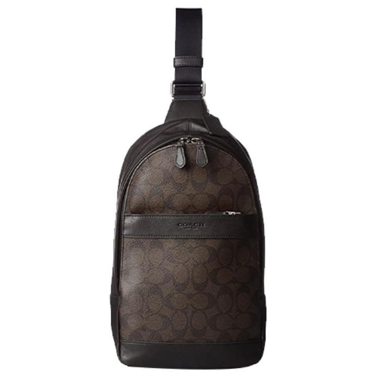 Coach Coach Charles Coated Canvas Sling Bags Crossbody Bags Small Size Men's Brown