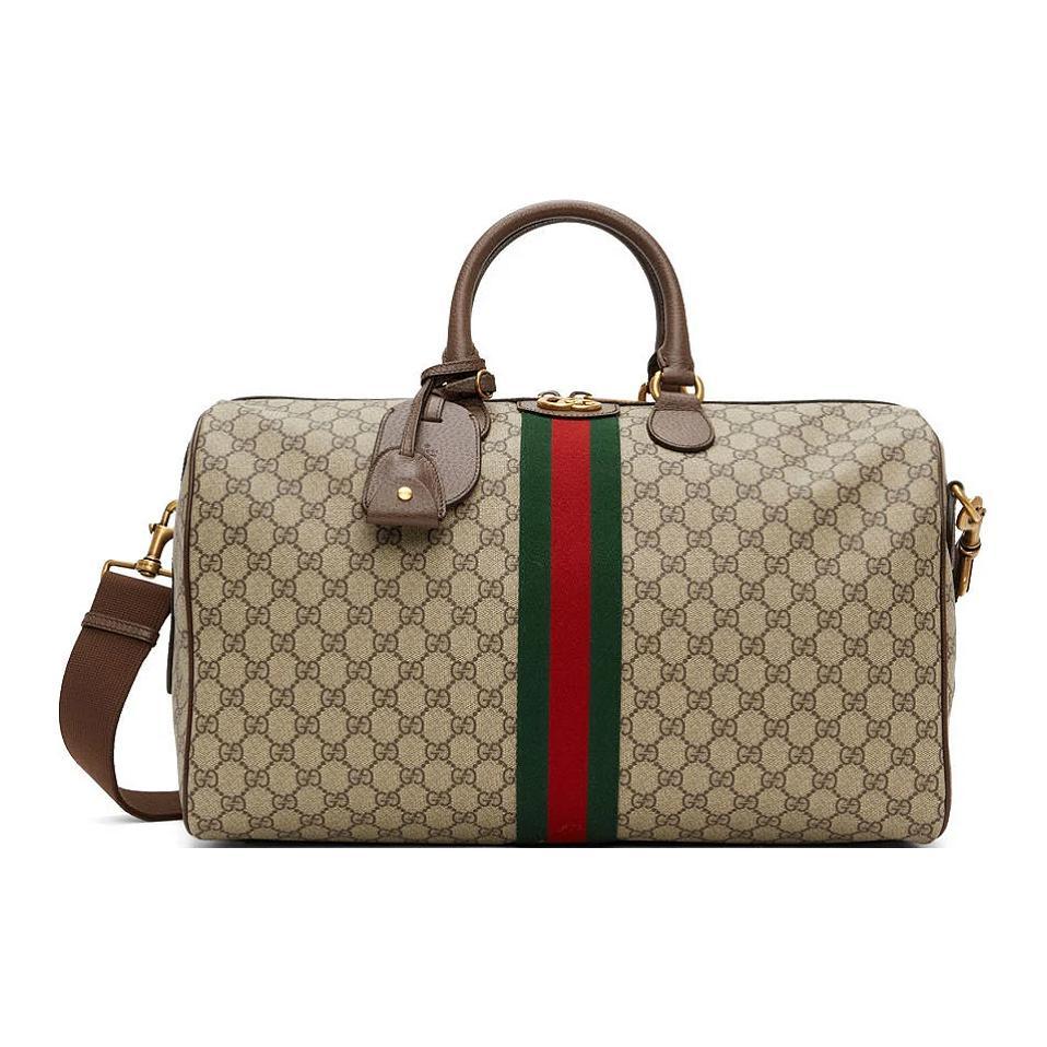 Gucci Gucci Ophidia Canvas With Leather Travel Bags Shoulder Bag Crossbody Bag Handbag Medium Size Unisex Ebony/Brown