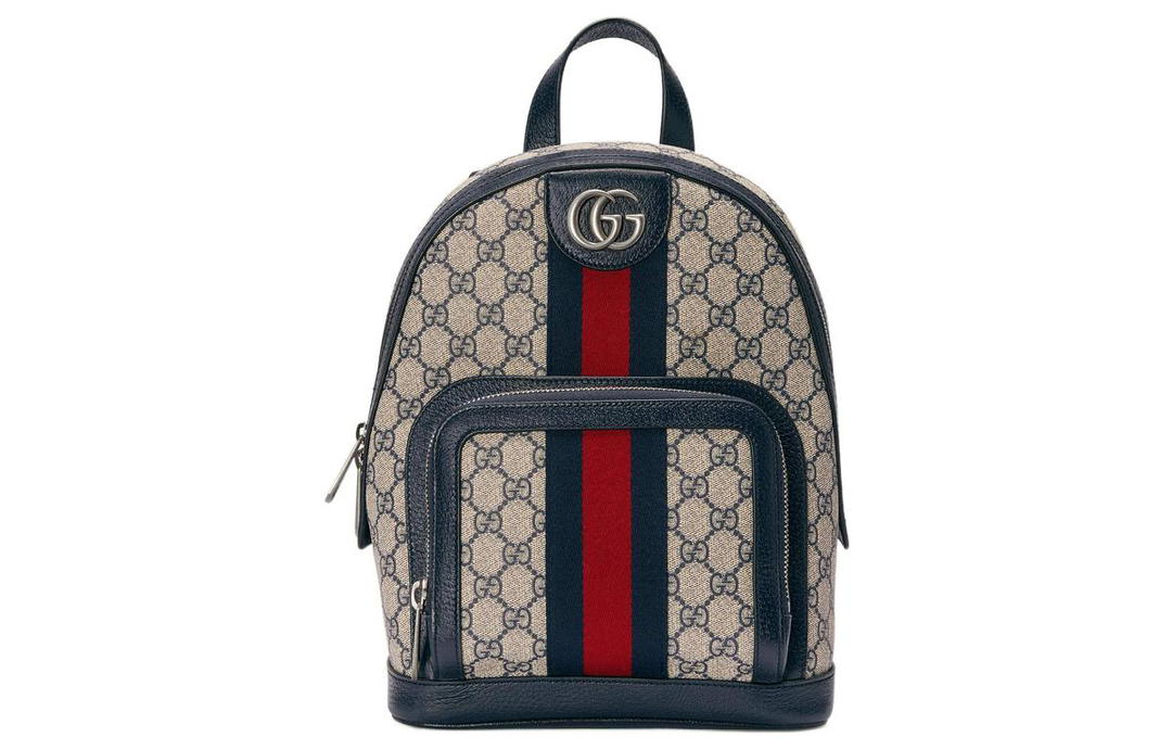 Gucci Gucci Ophidia Canvas With Leather Backpack Small Size Unisex Blue/Beige