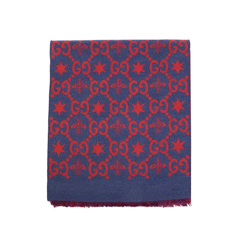 Gucci Gucci Knit Scarves Unisex Red Blue