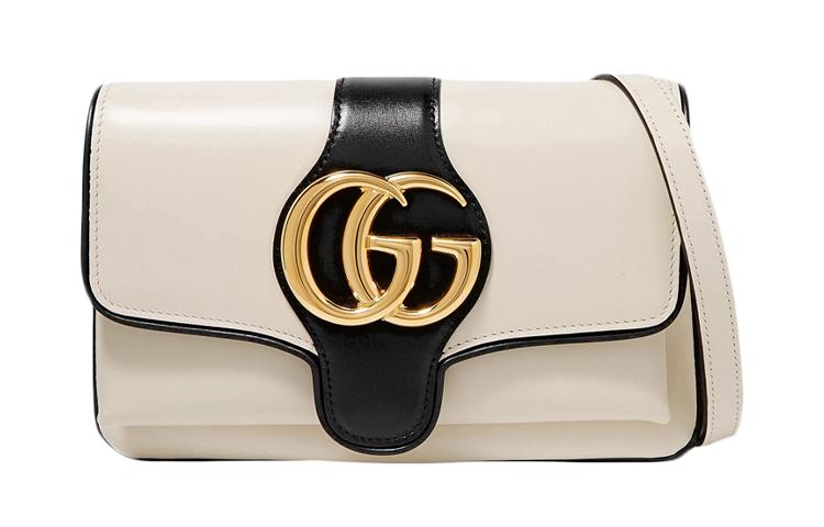 Gucci Gucci Arli Cow Leather Shoulder Bag Crossbody Bag Small Size Women's White/Black