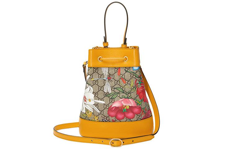 Gucci Gucci Ophidia Cow Leather Bucket Bag, Shoulder Bag, Crossbody Bag Small Size Women's Ebony/Yellow/Multicolor