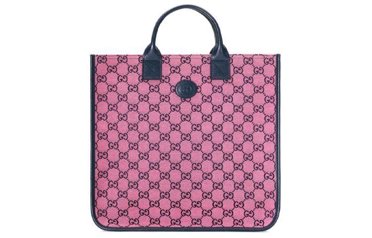 Gucci Gucci Canvas With Leather Tote Bag Shopping Bag Portable Kids' Bags Kids' Pink/Dark Blue