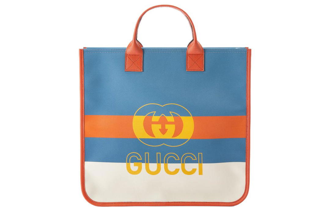 Gucci Gucci Canvas Tote Bag Shopping Bag Handbag Regular Kids' White/Blue/Orange