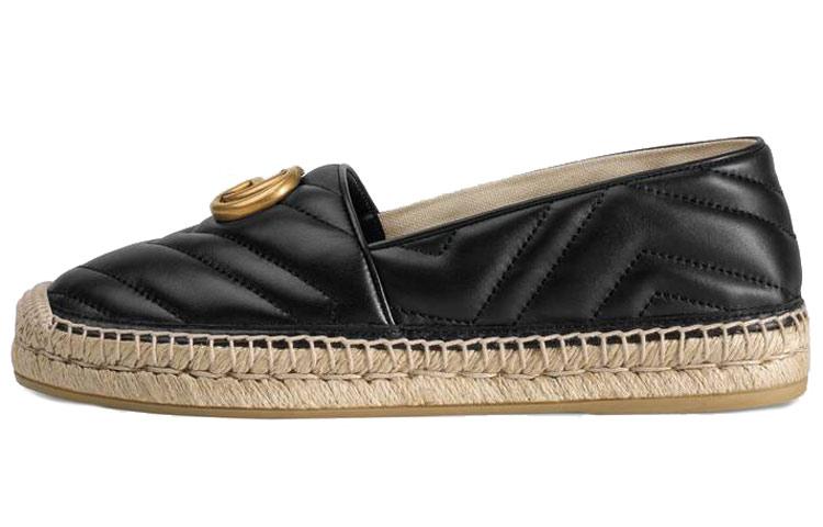 Gucci Gucci Double G Espadrille Black Leather Women's