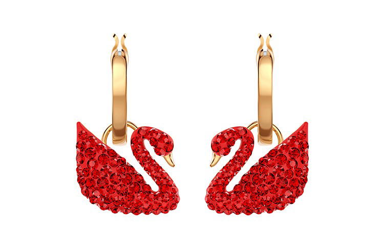 Swarovski Swarovski Swan Earrings - Red