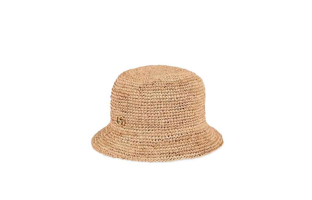 Gucci Gucci Raffia, Straw, Cotton Bucket Hats Women's Beige