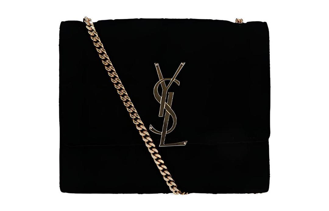 Saint Laurent Saint Laurent Vicky Quilted Velvet Chain Wallet Shoulder Bag Crossbody Bag Women's Black