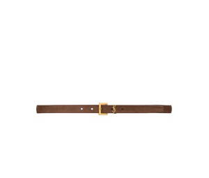 Buy Saint Laurent Cassandre Thin Belt In Suede Brown Coffee at Sasom – Authentic and Ready to Ship