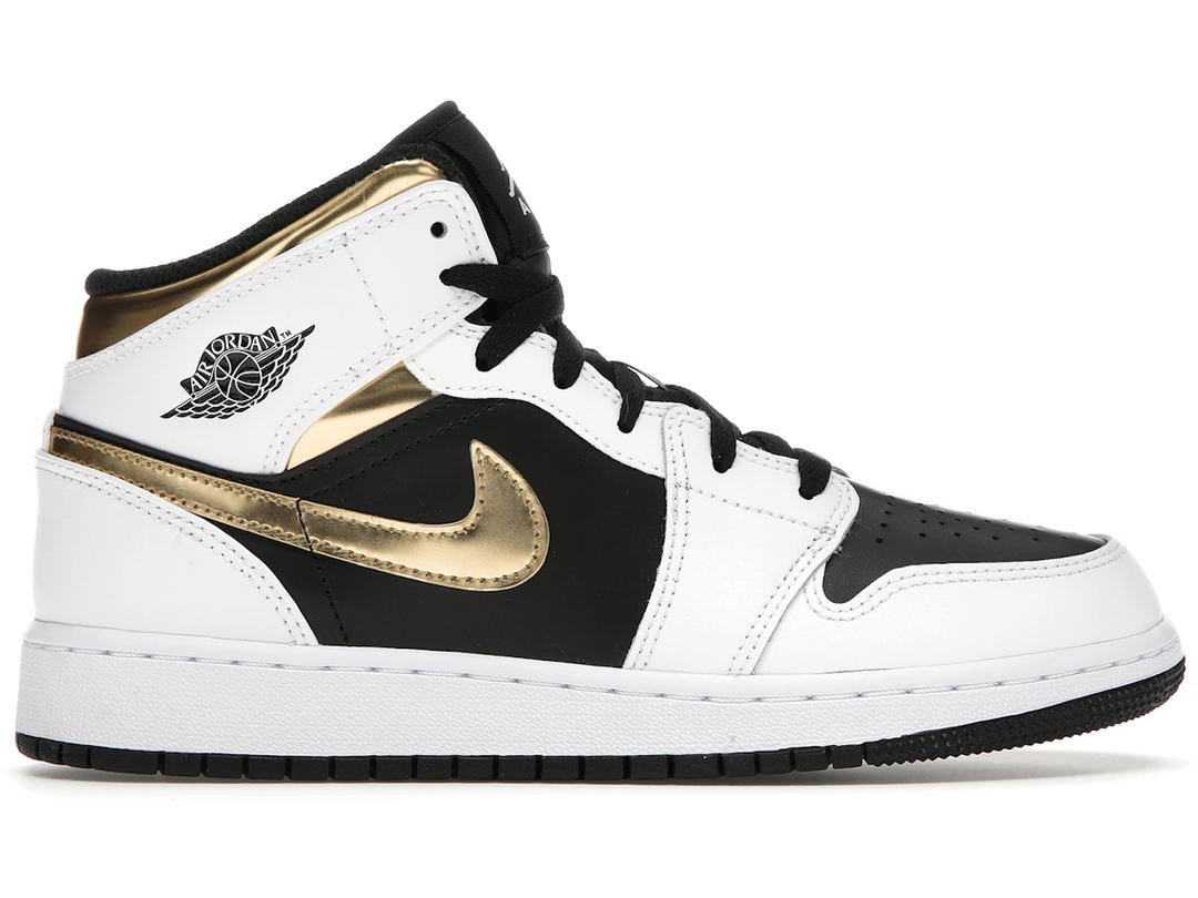 Jordan Jordan 1 Mid White Gold Black (GS)