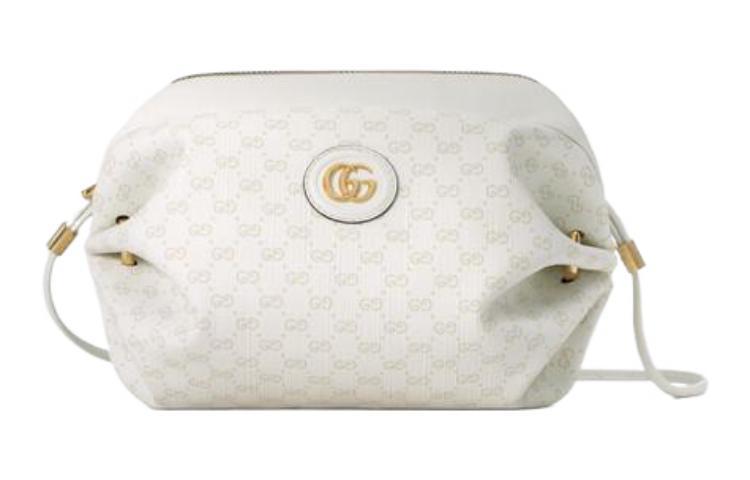 Gucci Gucci Canvas With Leather Trim Shoulder Bag Crossbody Bag Mini Women's White