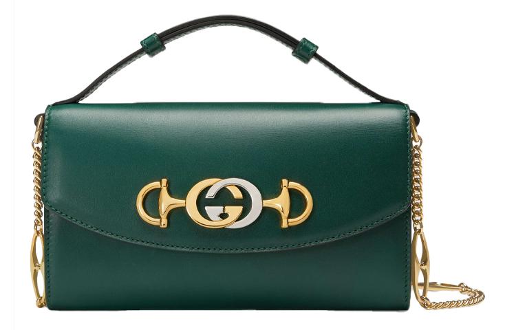 Gucci Gucci Zumi Leather Portable Crossbody Bag Shoulder Bag Mini Women's Green