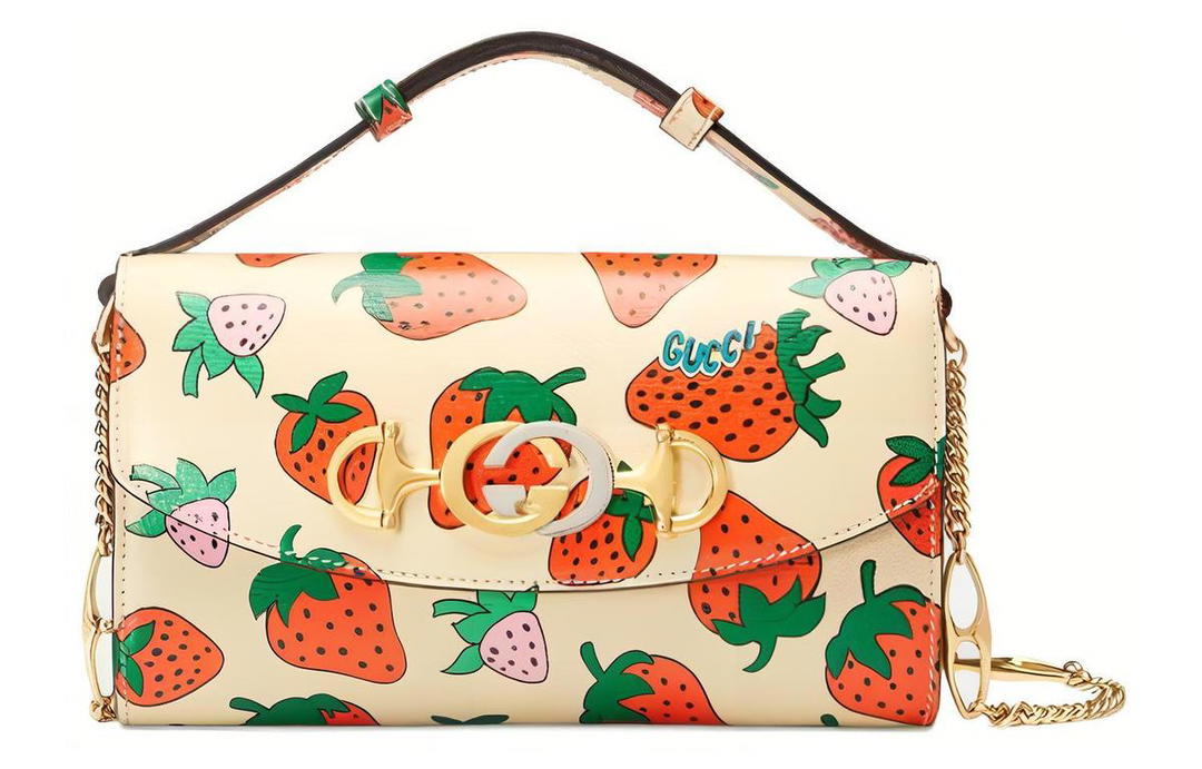 Gucci Gucci Zumi Leather Shoulder Bag Mini Women's Beige & Red