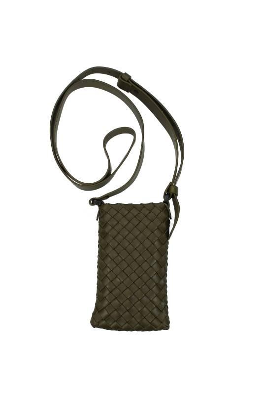 Bottega Veneta Bottega Veneta Cow Leather One Shoulder Crossbody Cell Phone Pouch Men's Green