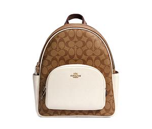 Buy Coach Court Canvas With Leather Backpack Medium Size Women's White & Brown at Sasom – Authentic and Ready to Ship