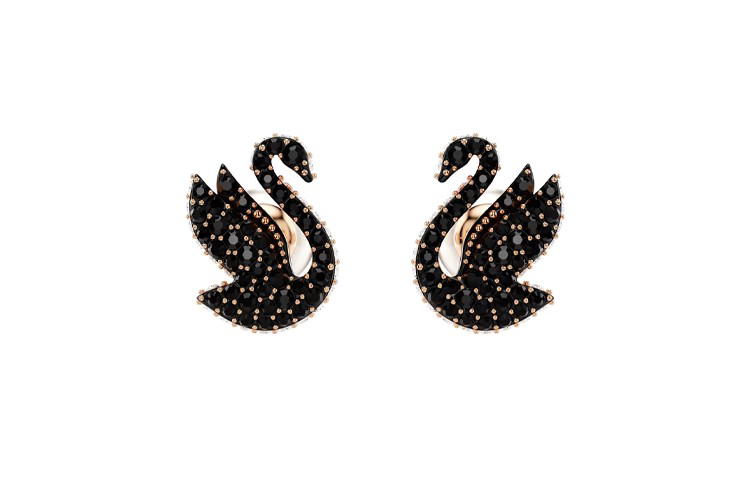 Swarovski Swarovski Swan Earrings - Black