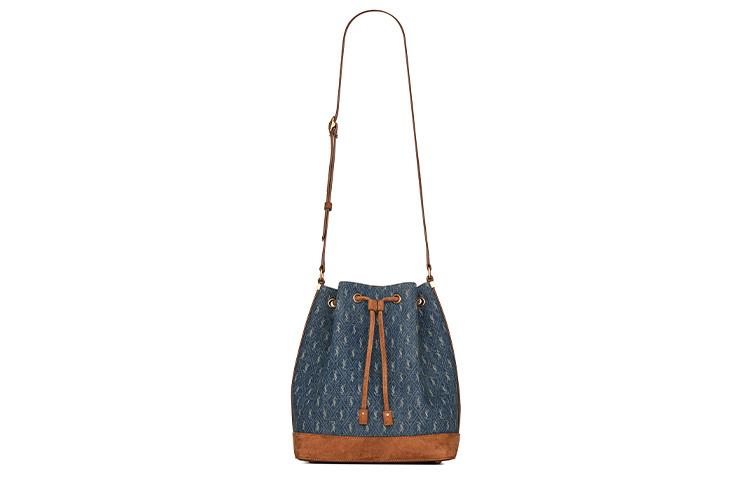 Saint Laurent Saint Laurent Monogram Denim With Suede Bucket Bags Shoulder Bag Crossbody Bag Women's Denim Blue/Brown