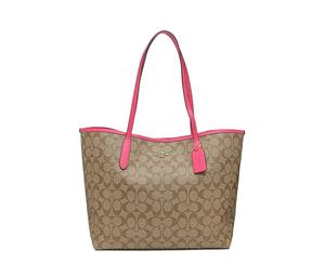 Buy Coach City Canvas With Leather Tote Bag, Shopping Bag, Handbag, Shoulder Bag Large Size Women's Dark Brown/Rose Red at Sasom – Authentic and Ready to Ship