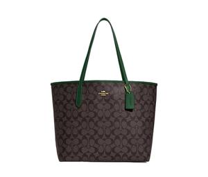 Buy Coach City Canvas With Leather Tote Bag Shopping Bag Shoulder Bag Handbag Large Size Women's Brown/Deep Pine Wood at Sasom – Authentic and Ready to Ship