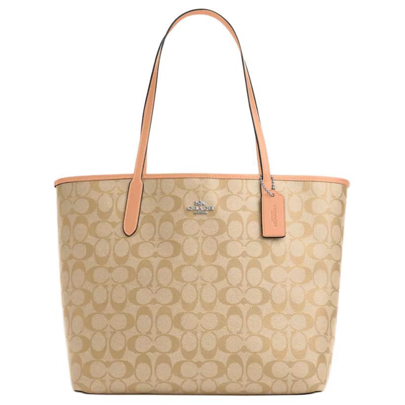 Coach Coach City Canvas Tote Bag Shopping Bag Shoulder Bag Handbag Large Size Women's Light Khaki & Faded Blush