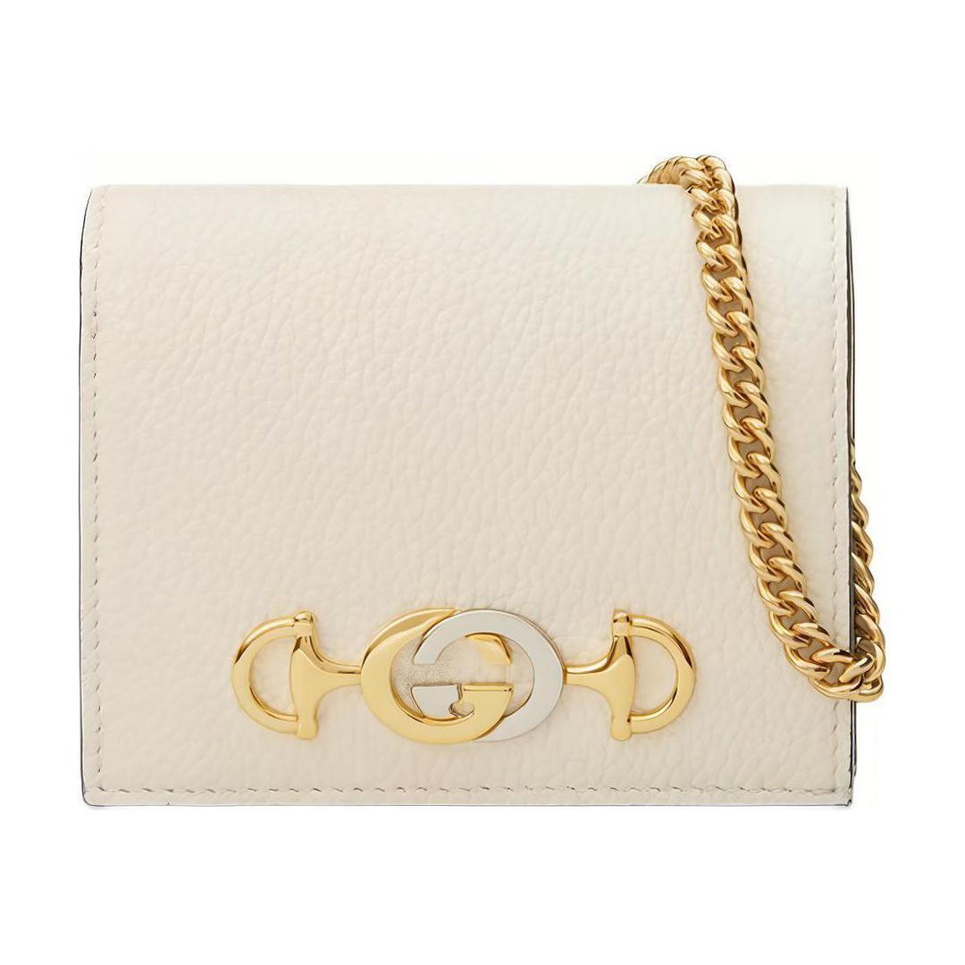 Gucci Gucci Zumi Grained Leather Wallet Handbag With Card Holder Regular Women's White