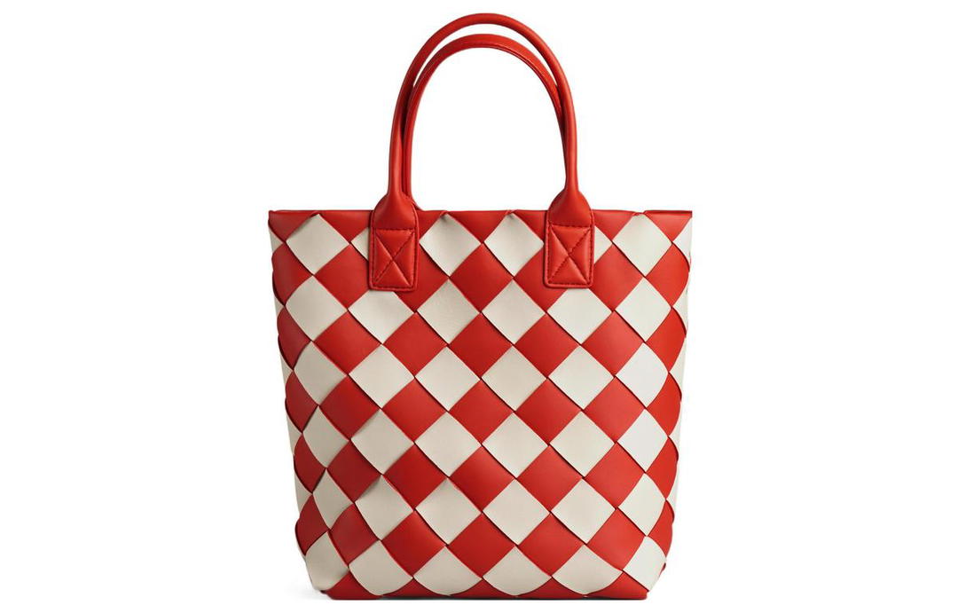 Bottega Veneta Bottega Veneta Lambskin Tote Bag Shopping Bag Shoulder Bag Crossbody Bag Handbag Medium Size Women's Hibiscus Red/hazy