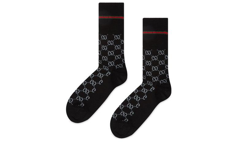 Gucci Gucci FW23 Mid Calf Socks Unisex 1 Pack Black Gray Color